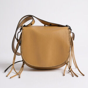Coach 1941 Whiplash Saddle Bag Fringe Braided Pebble Leather Camel Brown NWT